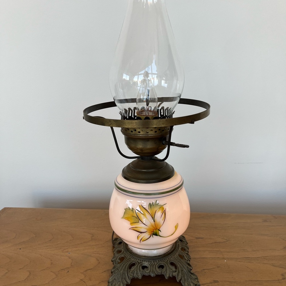 Yellow and Green Lantern with Floral Accents